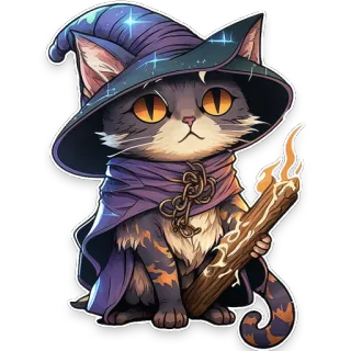 🐱 kucing, penyihir, sihir, binatang, kartun telegram sticker
