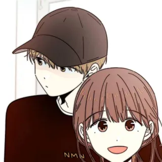 📜 NMN dibujos animados, pareja, anime, sombrero, sonrisa, juventud, amistad telegram sticker