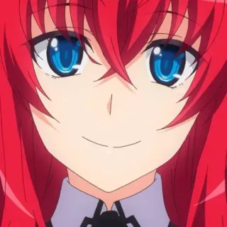 🩸 Rias Gremory High School DxD Anime, cheveux roux, yeux bleus, Rias Gremory, High School DxD, fille anime whatsapp sticker