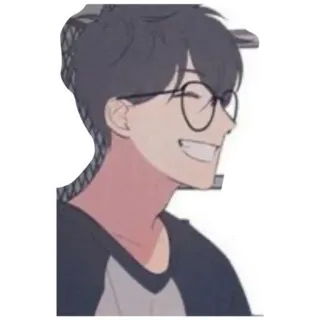 😁 anime, kartun, pria, tersenyum, kacamata telegram sticker