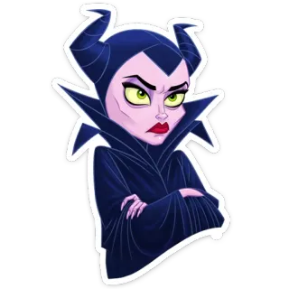 😠 Maleficent การ์ตูน, ตัวร้าย, ดิสนีย์, ชั่วร้าย, แฟนตาซี, แม่มด telegram sticker