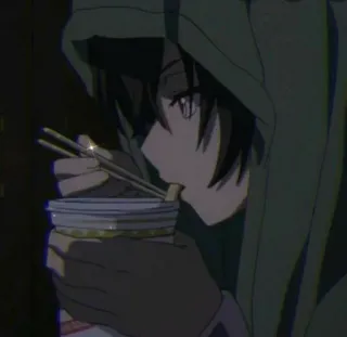 ✨ Anime, Manger, Nouilles, Sweat à capuche, Ramen, Dessin animé, Manga, Snack telegram sticker