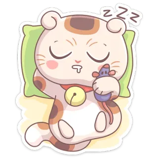 😴 ZZZ кот, спящий, мышь, подушка, милый, мультяшный, животное whatsapp sticker