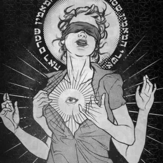 💀 arte, de olhos vendados, olho, mulher, oculto telegram sticker