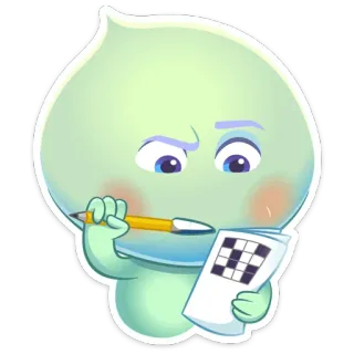 🤔 dessin animé, autocollant, personnage, réflexion, puzzle, mots croisés telegram sticker