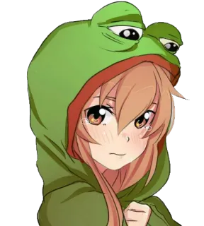 😢 Аниме, Лягушка, Толстовка, Грустный, Плачущий, Милый telegram sticker