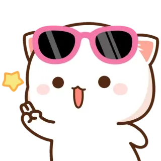 ⭐️ Katze, Friedenszeichen, Cartoon, Sonnenbrille telegram sticker