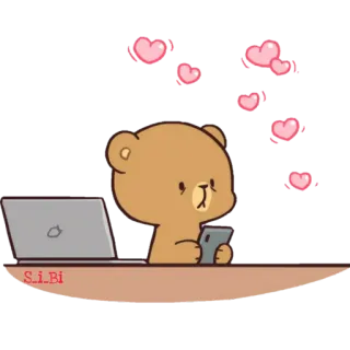 😍 orso, cuori, portatile, carino, amore telegram sticker