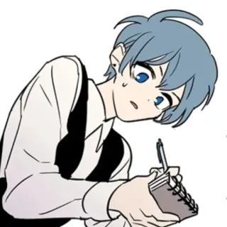✍ 动漫, 漫画, 卡通, 角色, 绘画, 草图, 男性, 笔记本 whatsapp sticker
