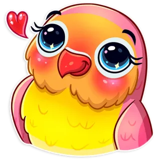 ☺️ 새, 러브버드, 귀여운, 만화, 동물, 하트, 스티커, 일러스트 telegram sticker