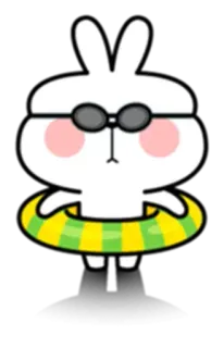 💧 rabbit, cartoon, sunglasses, float, cute, beach, summer telegram sticker