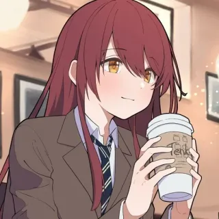 🥤 Tenko anime, caffè, ragazza, carino, cartone animato, bevanda, arte telegram sticker