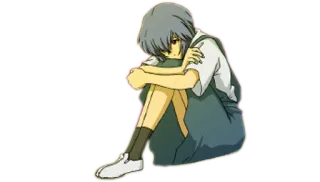 🥺 Rei Ayanami Neon Genesis Evangelion rei ayanami, evangelion, anime, triste, garota, sentada, sozinha whatsapp sticker