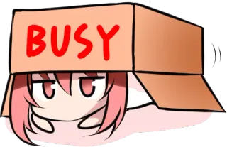 😒 BUSY Anime, Occupato, Scatola, Cartone animato, Carino, Kawaii whatsapp sticker