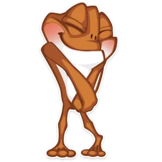 😊 개구리, 만화, 동물, 미소, 갈색 telegram sticker