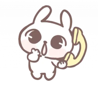 🎀 thỏ, dễ thương, điện thoại, gọi điện, hoạt hình telegram sticker