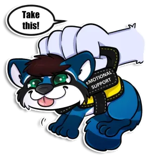 💙 Take this! эмоциональная поддержка, собака, стикер, мультфильм telegram sticker