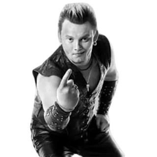 👆 dedo do meio, gesto ofensivo, homem, couro, punk telegram sticker