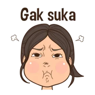 😤 Gak suka disgusto, enojado/a, molesto/a, frustrado/a, mujer, dibujo animado whatsapp sticker