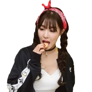 🍫 wanita, makan, camilan, korea, asia, imut, gadis, makanan telegram sticker