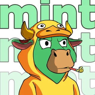 🟩 mint bull, animal, cartoon, nft, duck telegram sticker