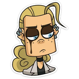 ⭐ 卡通, 角色, 金发, Emo, 悲伤, 插图 telegram sticker