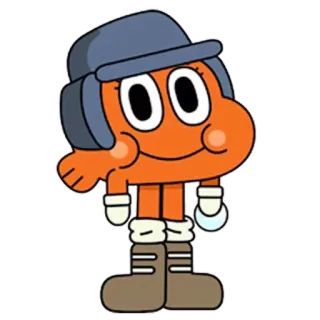 ❄️ Anais Watterson The Amazing World of Gumball dessin animé, orange, lapin, hiver, chapeau, cache-oreilles, personnage, fanart telegram sticker