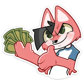 🤝 raposa, dinheiro, riqueza, moeda, animal, adesivo telegram sticker
