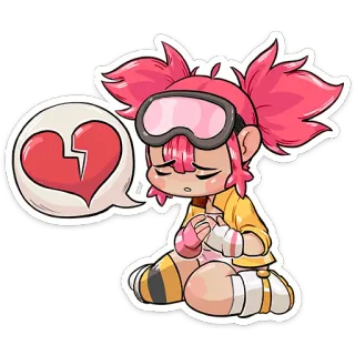 💔 tristesse, coeur brisé, dessin animé, anime, fille, autocollant telegram sticker