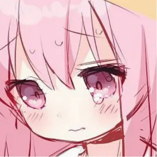 ☹ anime, girl, pink hair, cartoon, sad, cry, manga telegram sticker