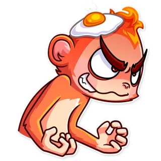 😡 Dessin animé, Singe, Oeuf, En colère, Orange, Autocollant, Drôle telegram sticker