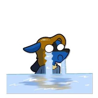 😢 triste, llorando, azul, agua, dibujos animados, lágrimas telegram sticker