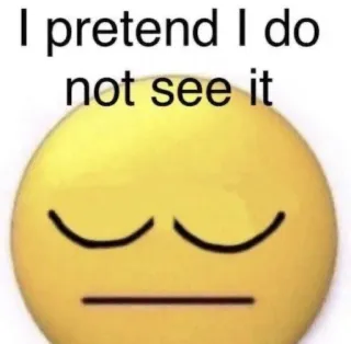 😷 I pretend I do not see it emoji, meme, yellow, pretend, ignore telegram sticker