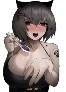 😍 SAY “AH”~. Anime, Garota, Fofa, Colher, Comida telegram sticker