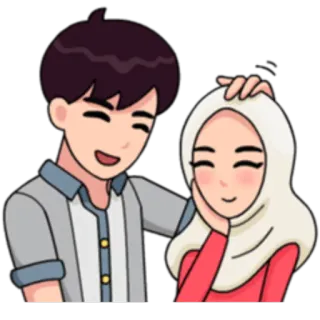 😄 couple, muslim, hijab, love, romance telegram sticker