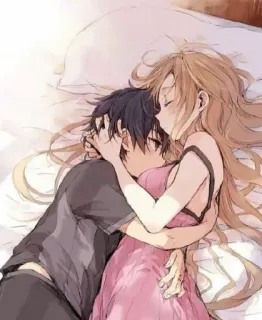 ❤️ anime, couple, hugging, romance, love, relationship telegram sticker