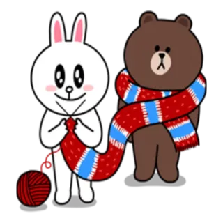 👔 кролик, медведь, шарф, вязание, мультфильм whatsapp sticker