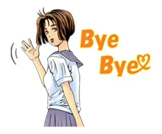 👋 Bye Bye animé, fille, au revoir, coeur, signe de la main telegram sticker