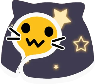🌙 Katze, Sterne, süß, kawaii, gelb, Nacht, skurril telegram sticker