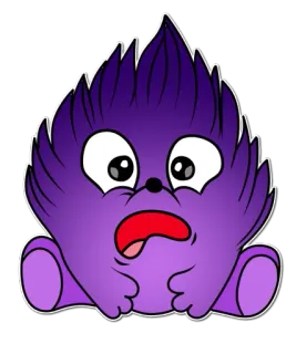😟 fioletowy, kreskówka, potwór, stworzenie, zszokowany, słodki telegram sticker