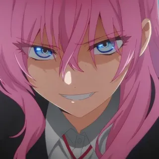 📎 Anime, pinke Haare, Mädchen, Portrait, wütend telegram sticker