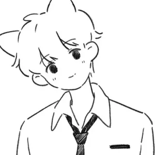 🙂 anime style, cat ears, school uniform, cute, drawing telegram sticker