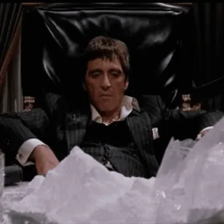 🫥 Tony Montana Scarface crimen, drogas, dinero, gánster, película telegram sticker