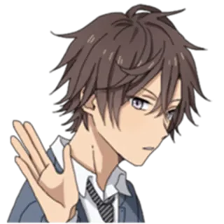 ✋ anime, boy, character, greeting, hand, waving telegram sticker