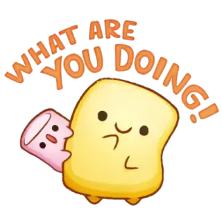 🤔 WHAT ARE YOU DOING! cartone animato, domanda, carino, personaggi whatsapp sticker
