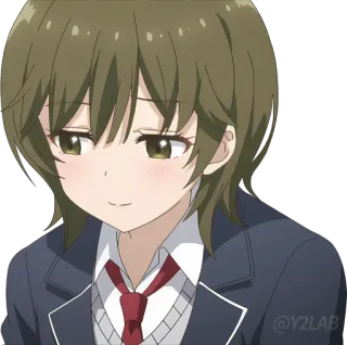 😊 Anime, Garota, Uniforme escolar, Sorrindo, Fofa, Animado, Kawaii whatsapp sticker
