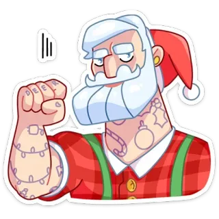 👊 Santa Claus Santa, Navidad, Festivo, Tatuaje, Dibujos animados telegram sticker