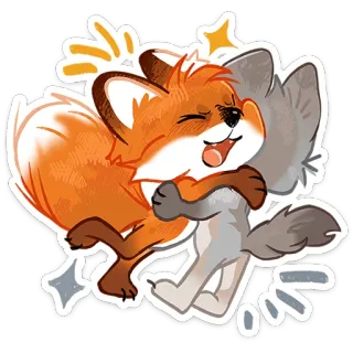 🤗 zorro, lobo, abrazo, animal, dibujos animados telegram sticker