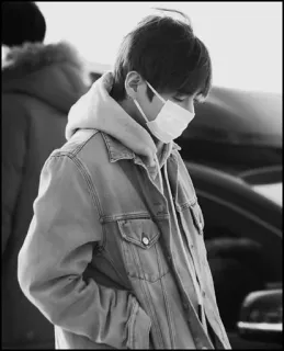 ➰ person, mask, hoodie, denim jacket, airport telegram sticker