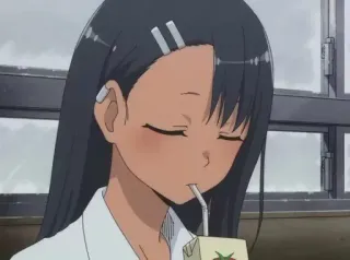 🧃 Nagatoro Don't Toy with Me, Miss Nagatoro อนิเมะ, การ์ตูน, ตัวละคร, นางาโทโระ, ดื่ม, น้ำผลไม้, น่ารัก whatsapp sticker